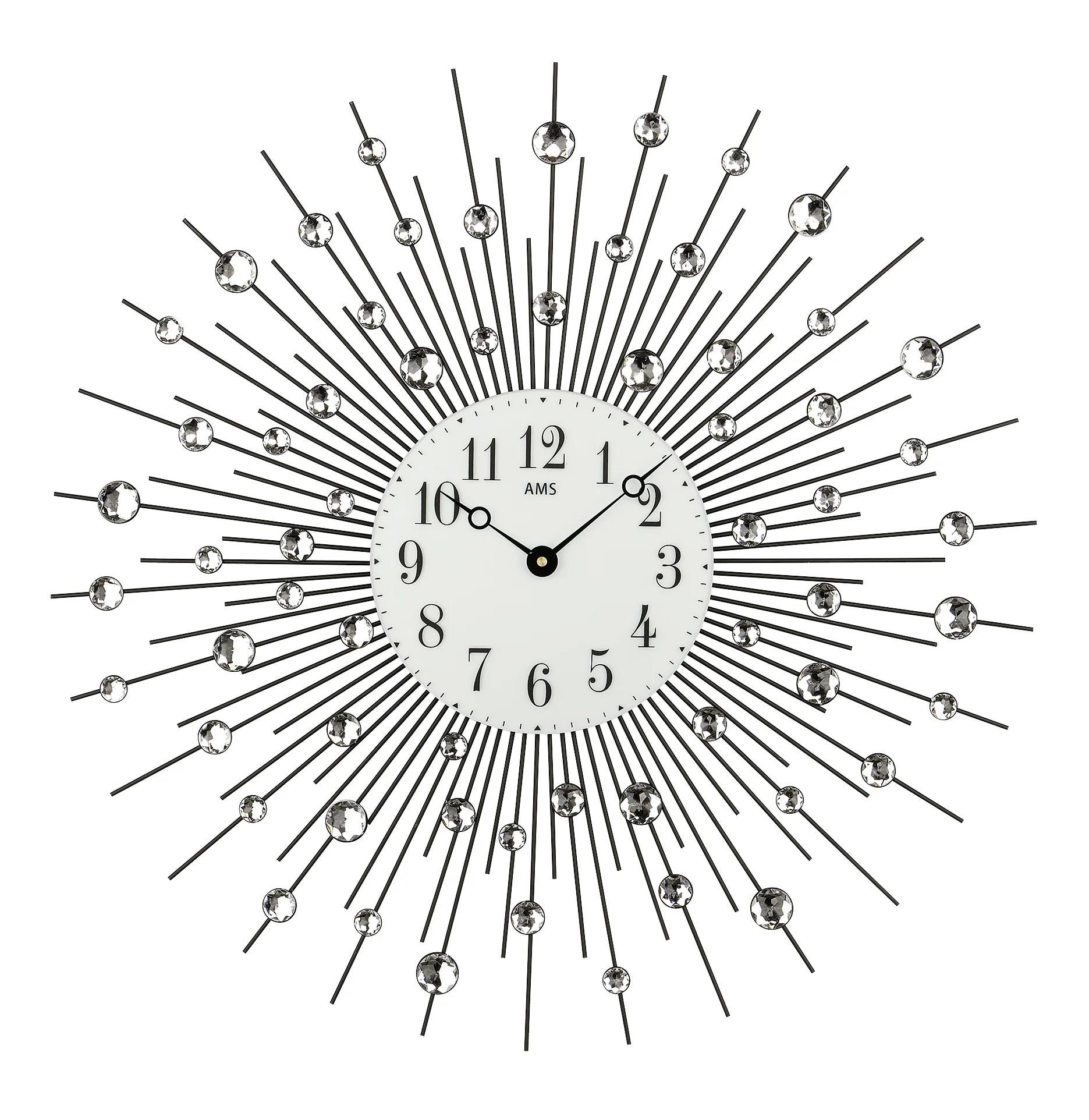 AMS Wanduhr Ray mit geschliffenen Glassteinen 9380