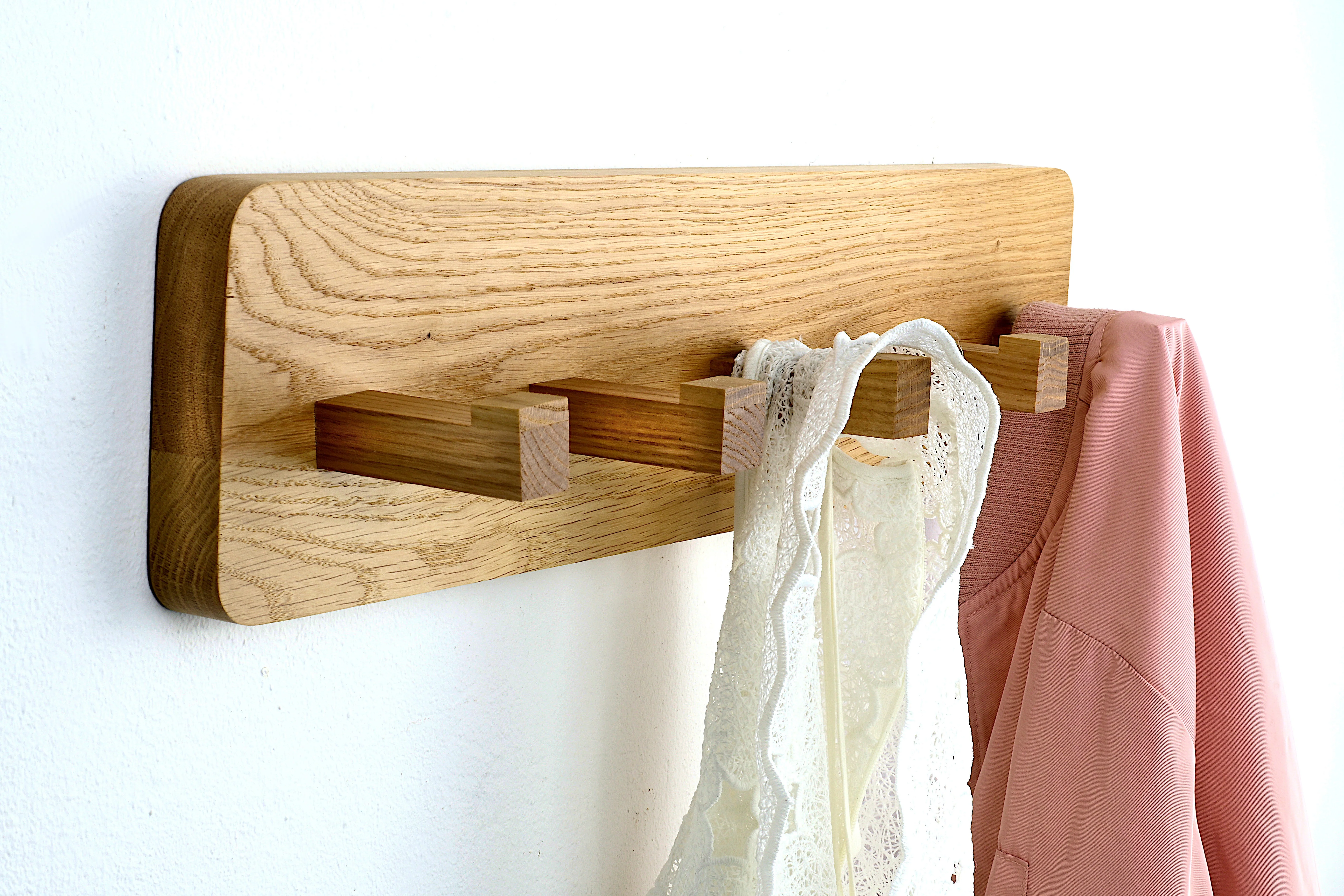 Garderobe LINE Garderobenleiste Eiche massiv geölt 5er - Image 6