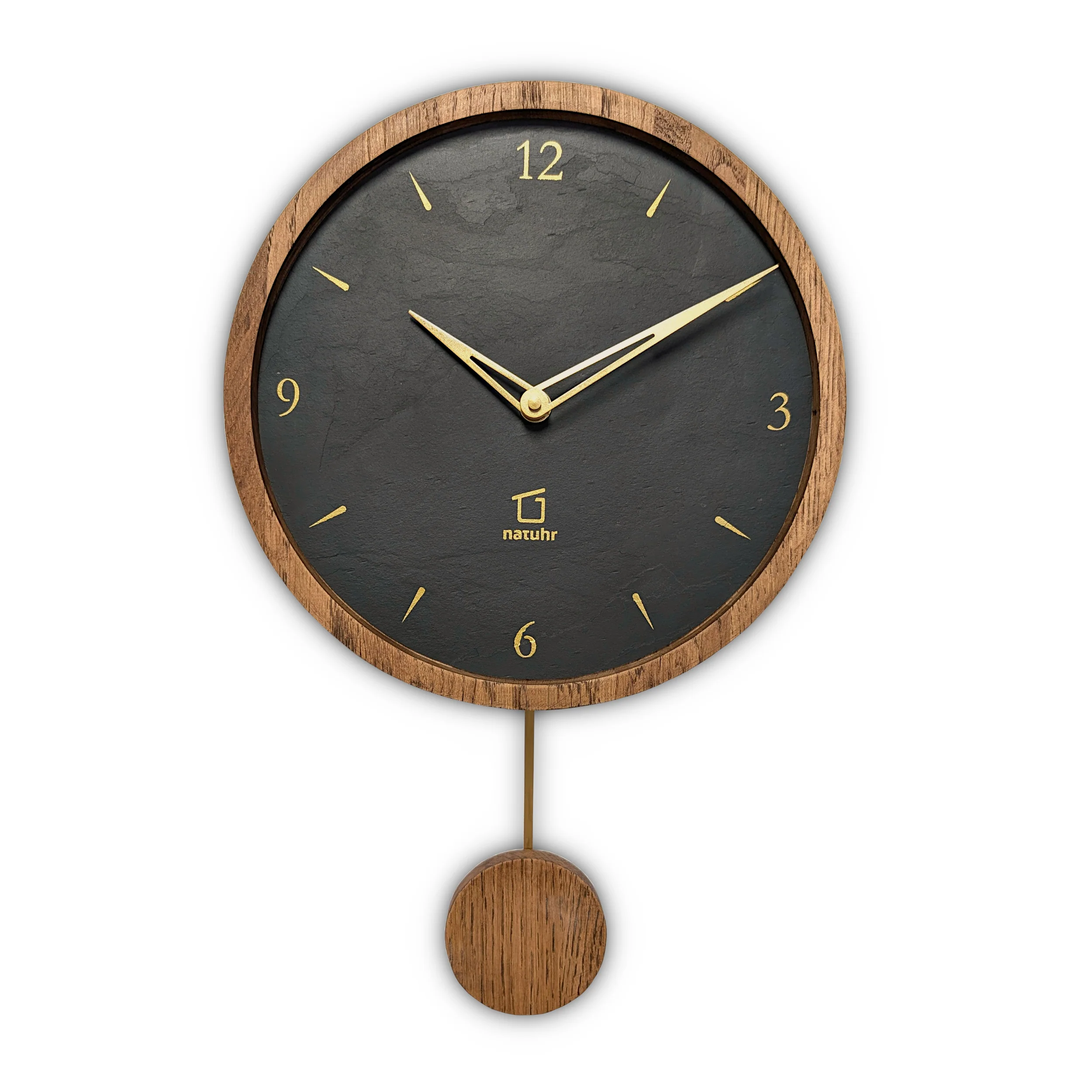 Moderne Pendeluhr Swing Eiche mit Schiefer - Image 4
