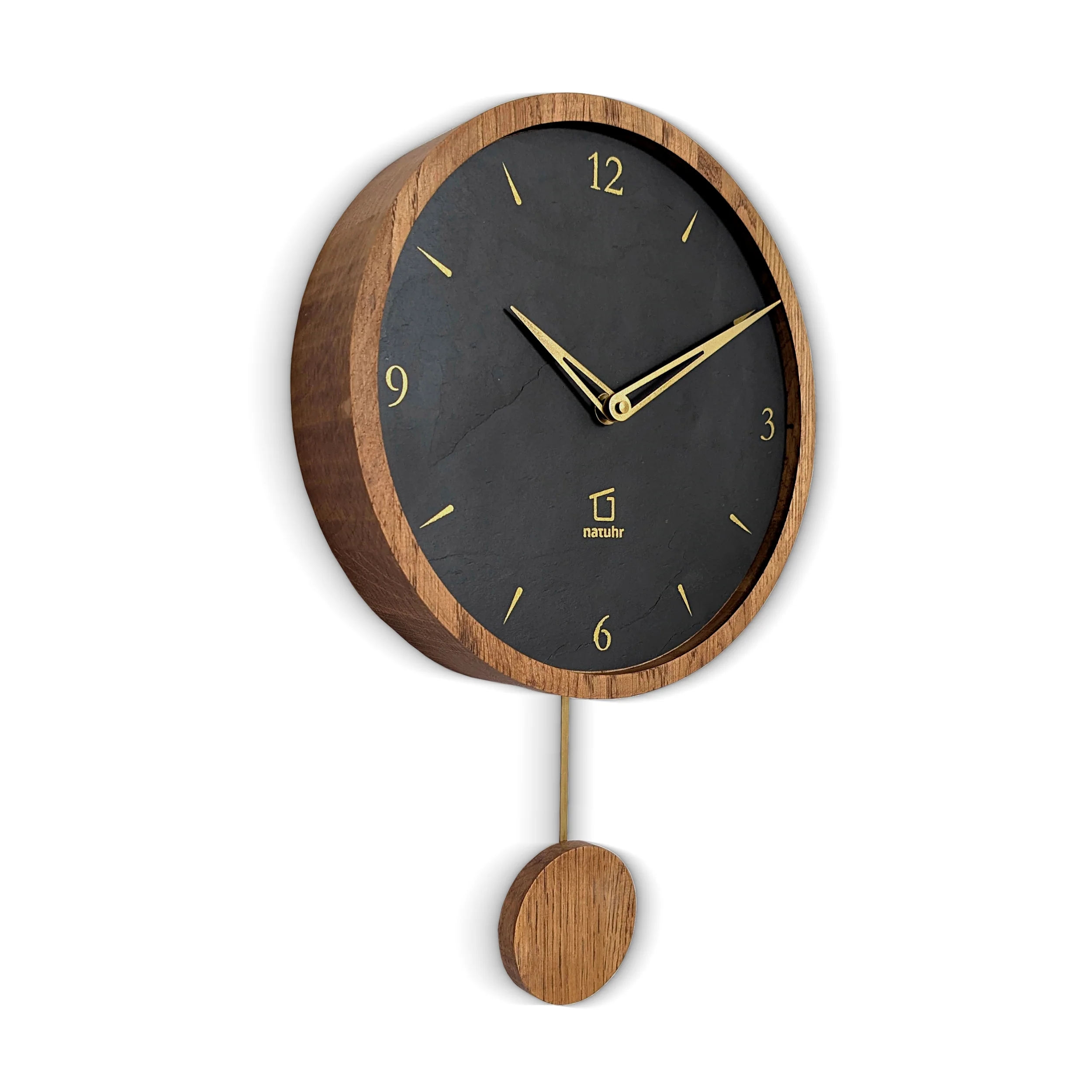Moderne Pendeluhr Swing Eiche mit Schiefer - Image 5