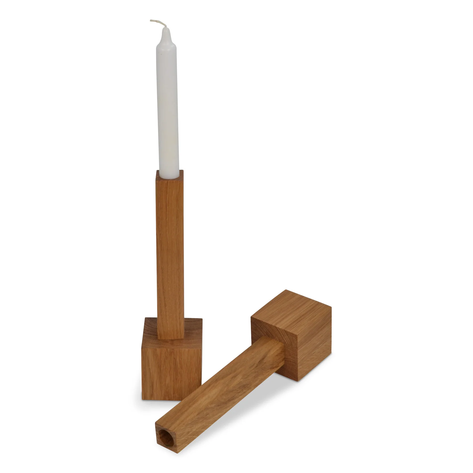 Natuhr Kerzenhalter Block - großer Holz Kerzenständer Eiche geölt für Stabkerzen Tisch Holzdeko Tischdeko Geschenk Hochzeitstag Vintage rustikal skandinavisches Design Kerzen - Image 5