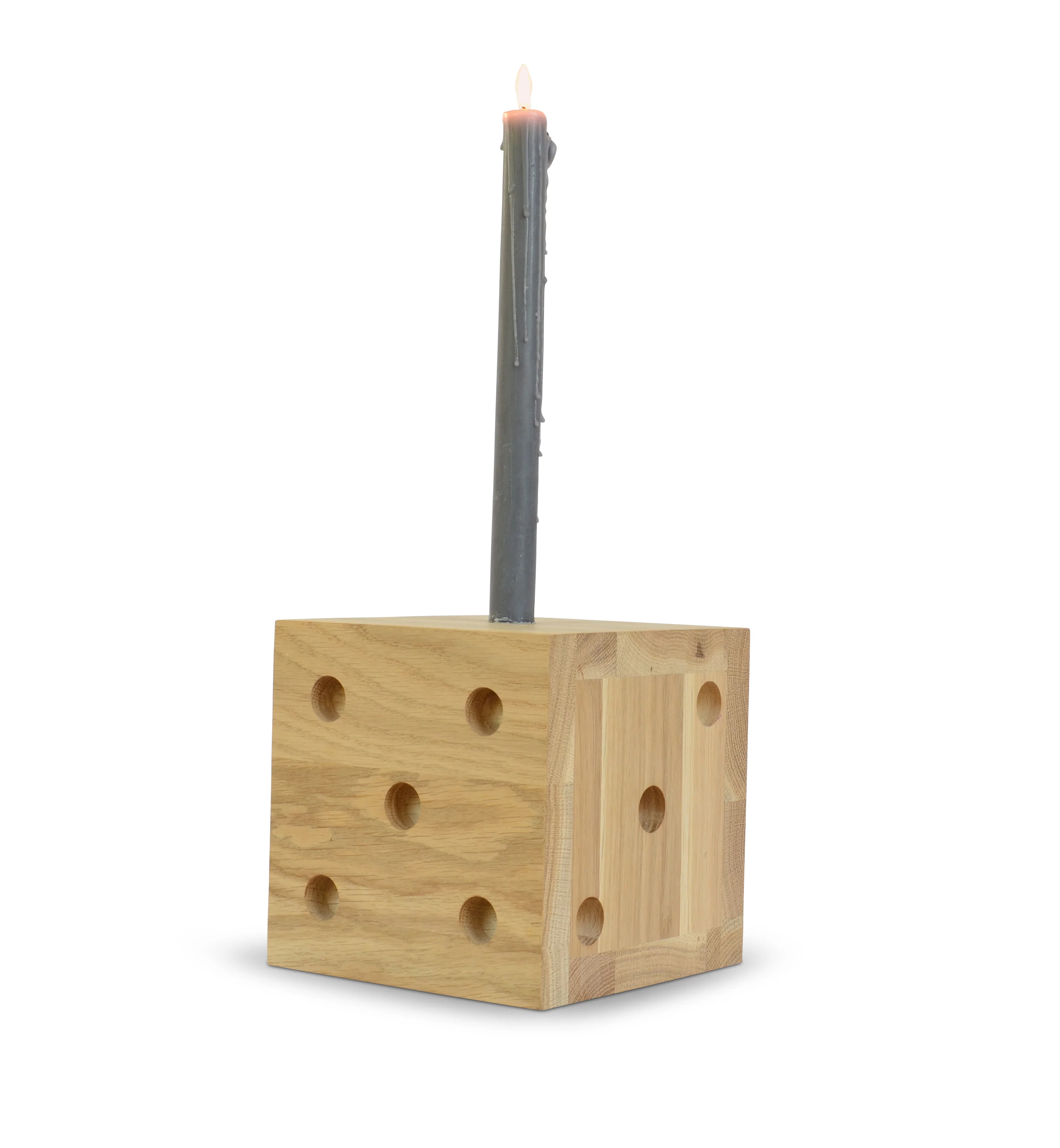Natuhr Kerzenhalter Kerzenständer Holz - Dice - Würfel aus Eiche Kerzenleuchter - Image 3