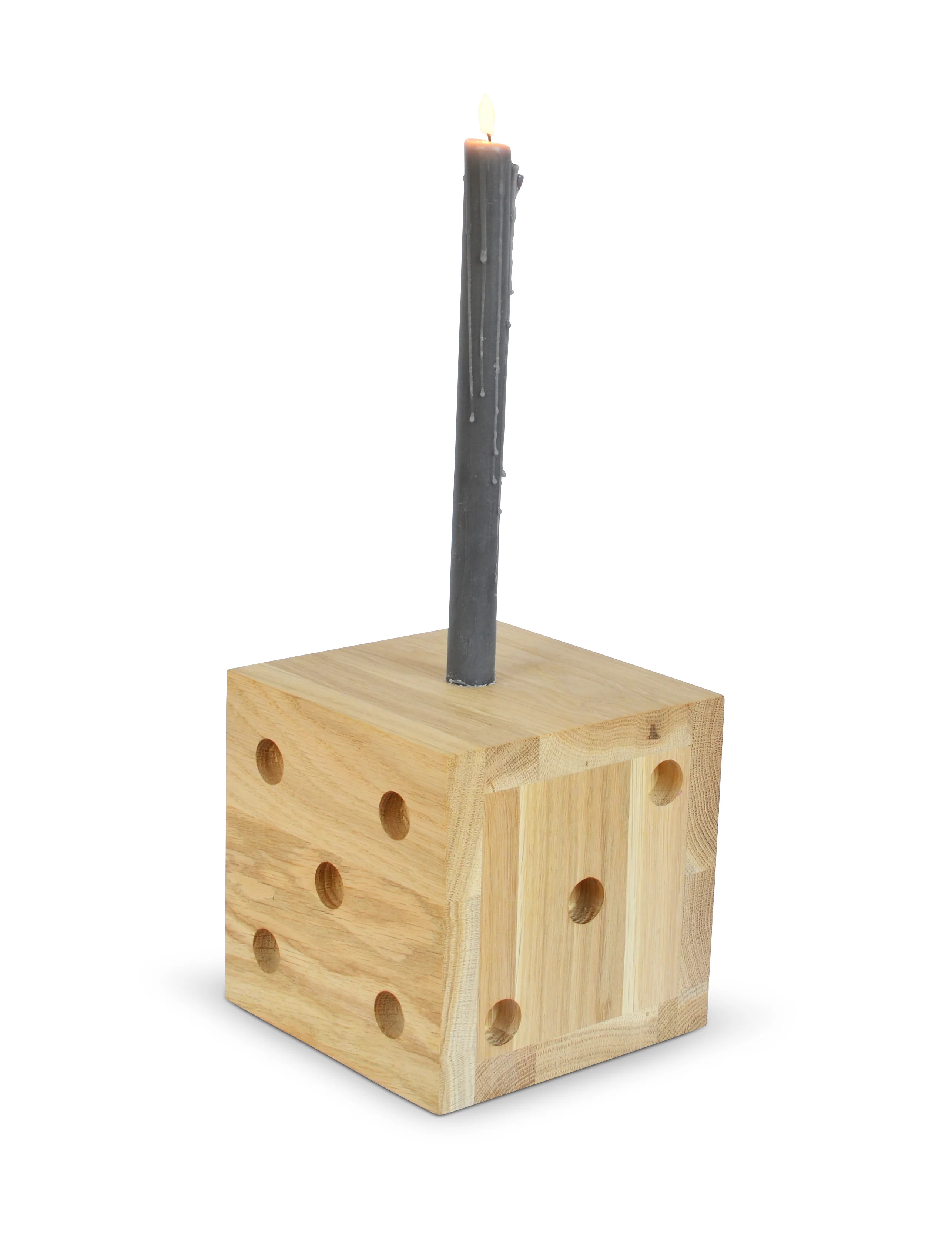 Natuhr Kerzenhalter Kerzenständer Holz - Dice - Würfel aus Eiche Kerzenleuchter - Image 4