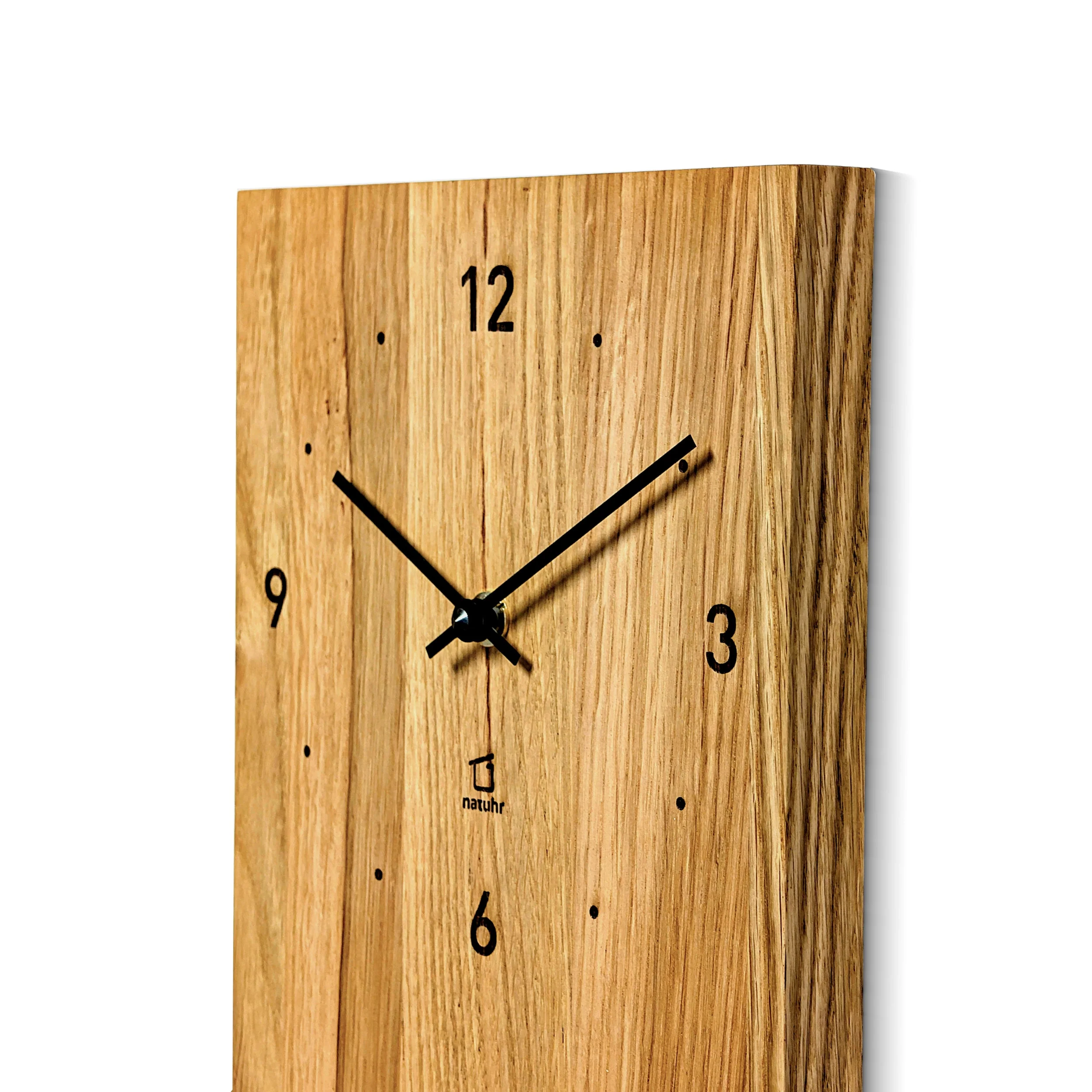 Natuhr Wanduhr Pura Eiche geölt - Längliche Wanduhr 40 cm Höhe - Image 4