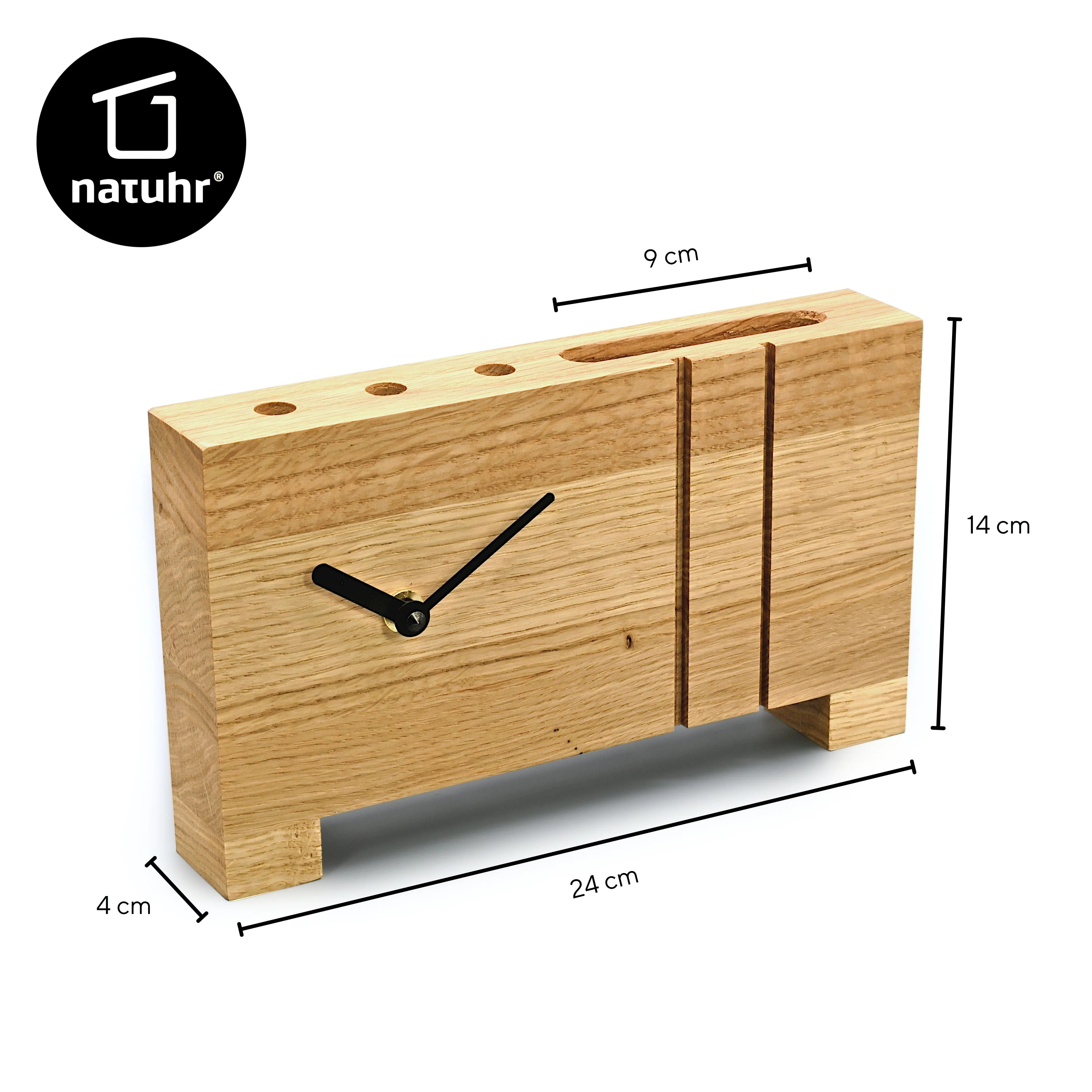 Tischuhr Dock - Stiftehalter Smartphonehalter Eiche geölt massiv - - Image 3