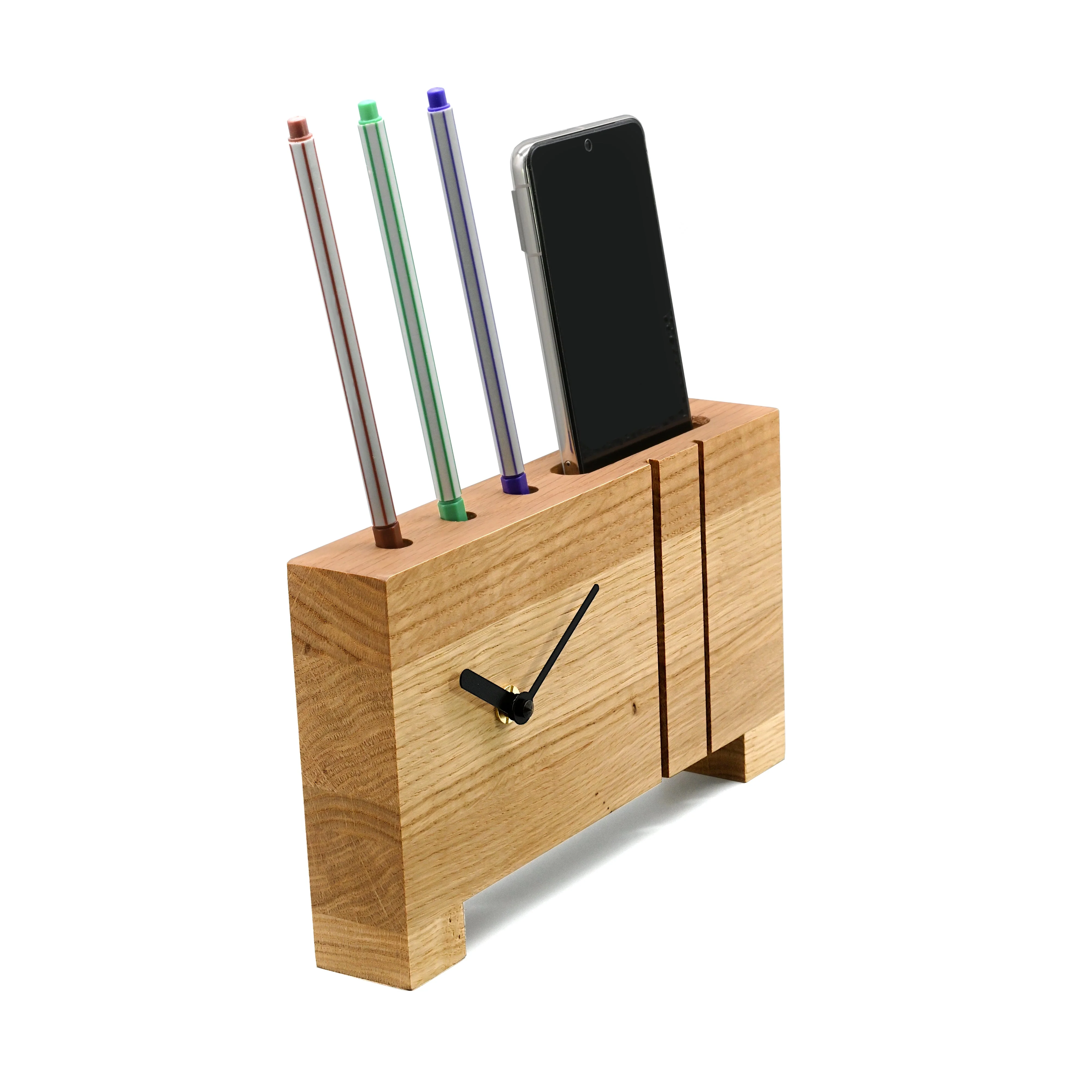 Tischuhr Dock - Stiftehalter Smartphonehalter Eiche geölt massiv - - Image 5