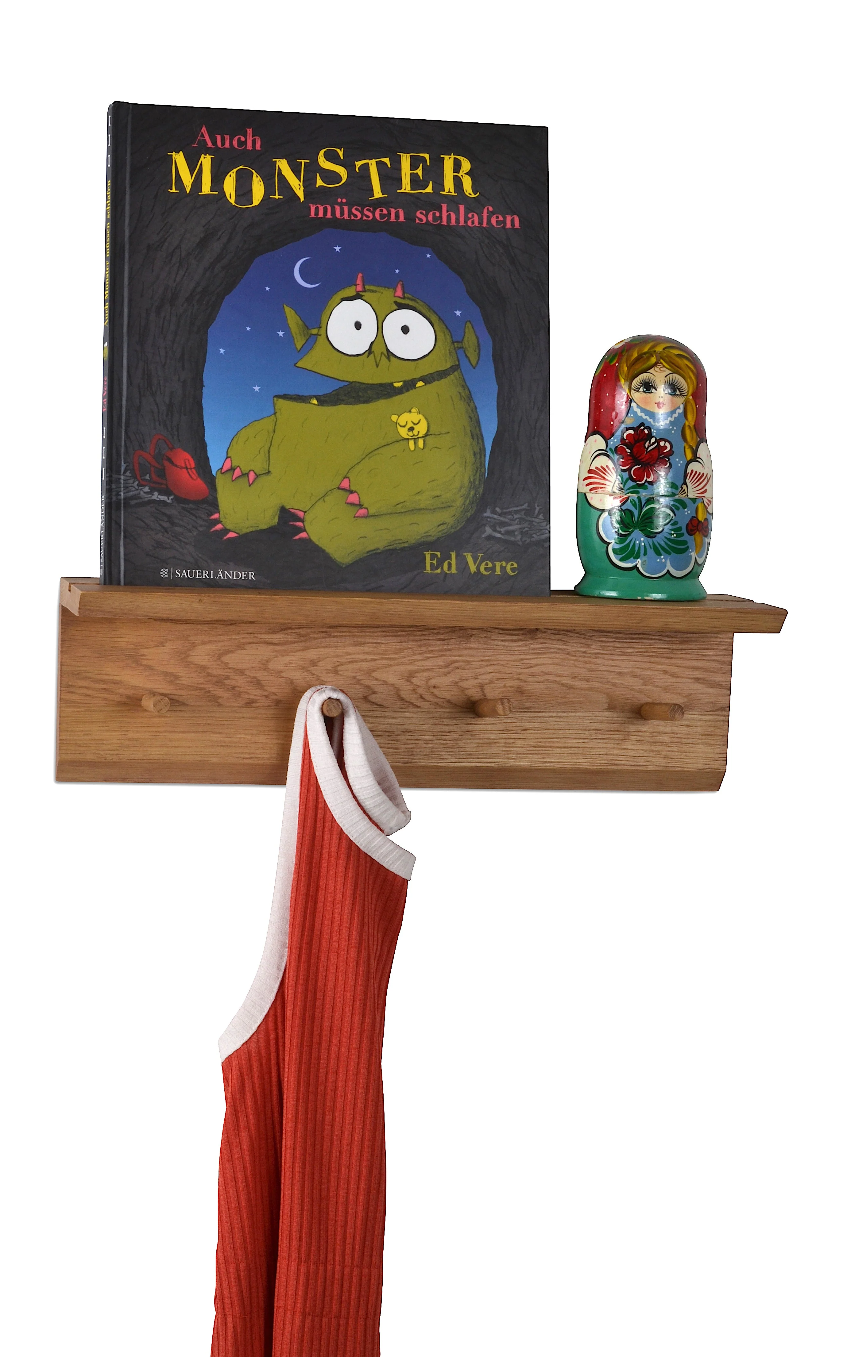 Natuhr Wandgarderobe Rail aus Räuchereiche Buche Ablage kleines Wandregal - Image 10