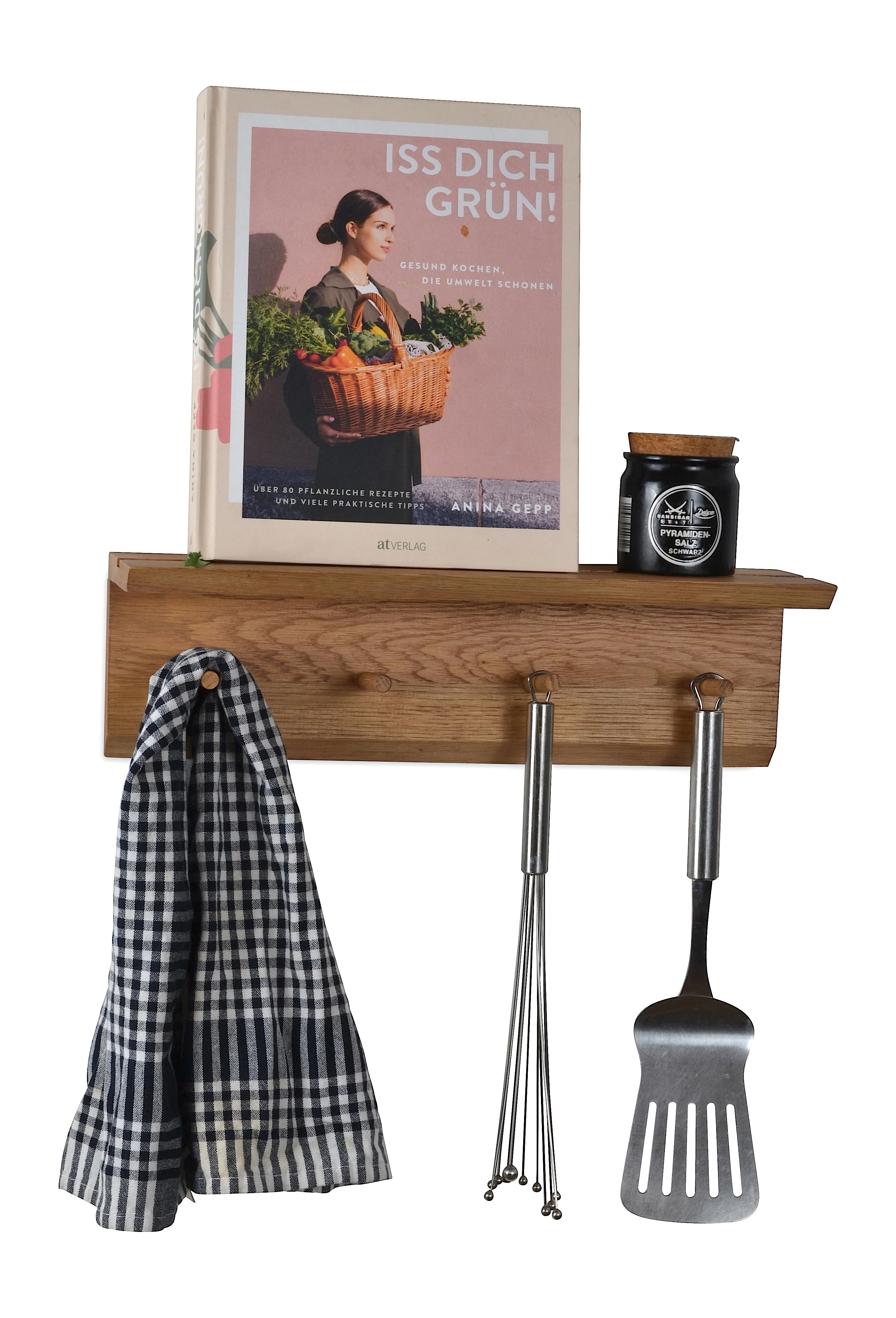 Natuhr Wandgarderobe Rail aus Räuchereiche Buche Ablage kleines Wandregal - Image 11