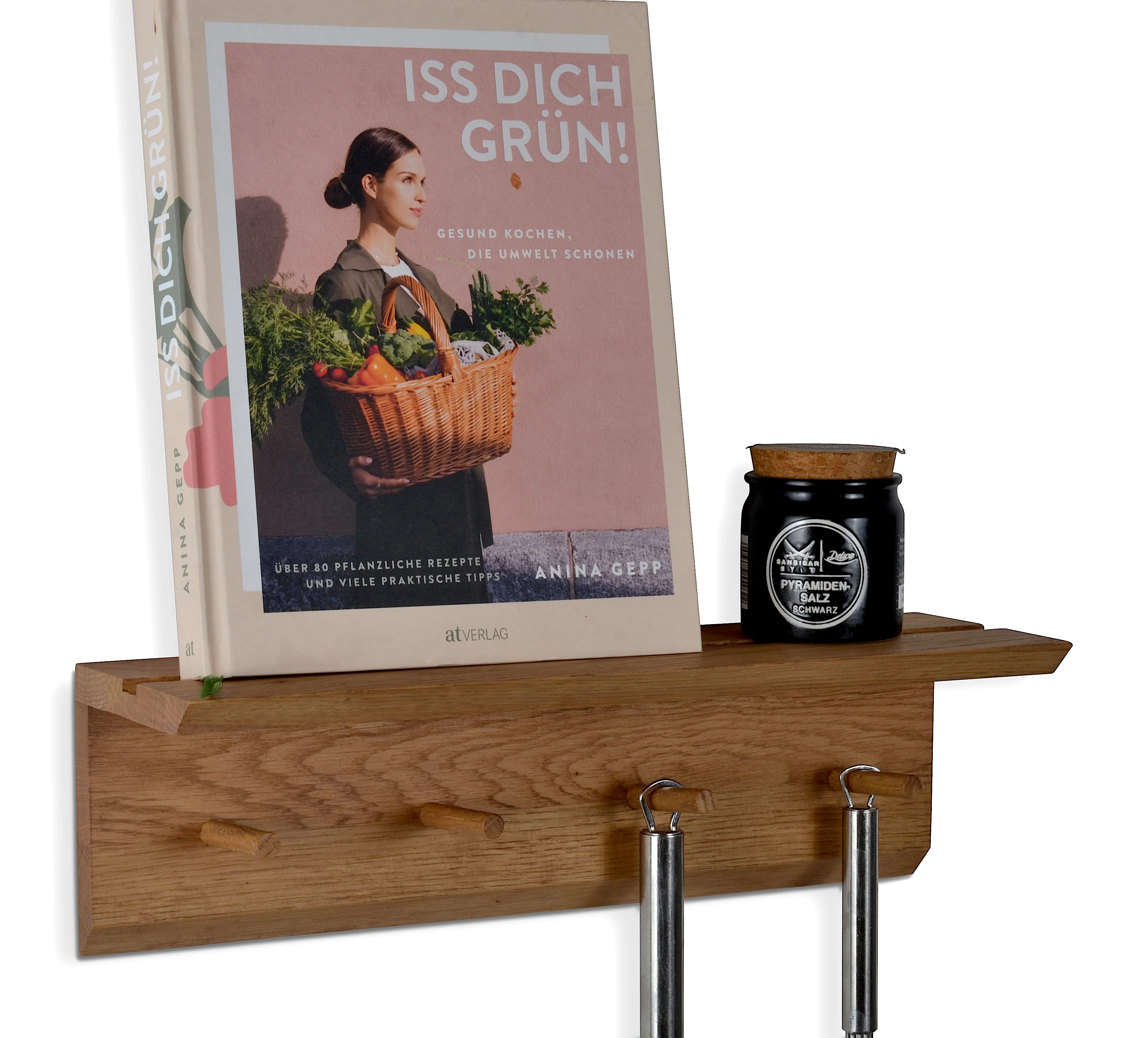 Natuhr Wandgarderobe Rail aus Räuchereiche Buche Ablage kleines Wandregal - Image 12