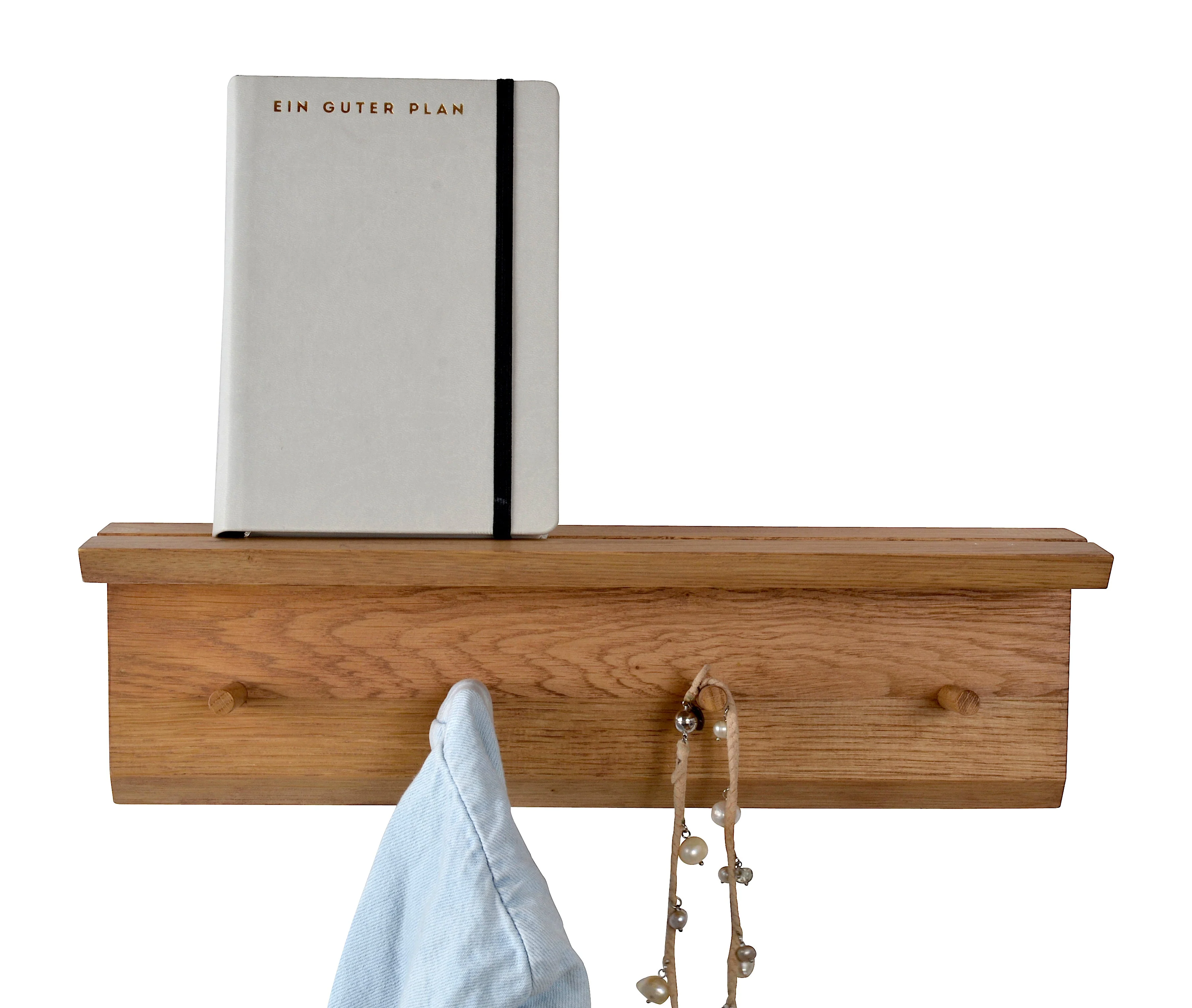 Natuhr Wandgarderobe Rail aus Räuchereiche Buche Ablage kleines Wandregal - Image 13