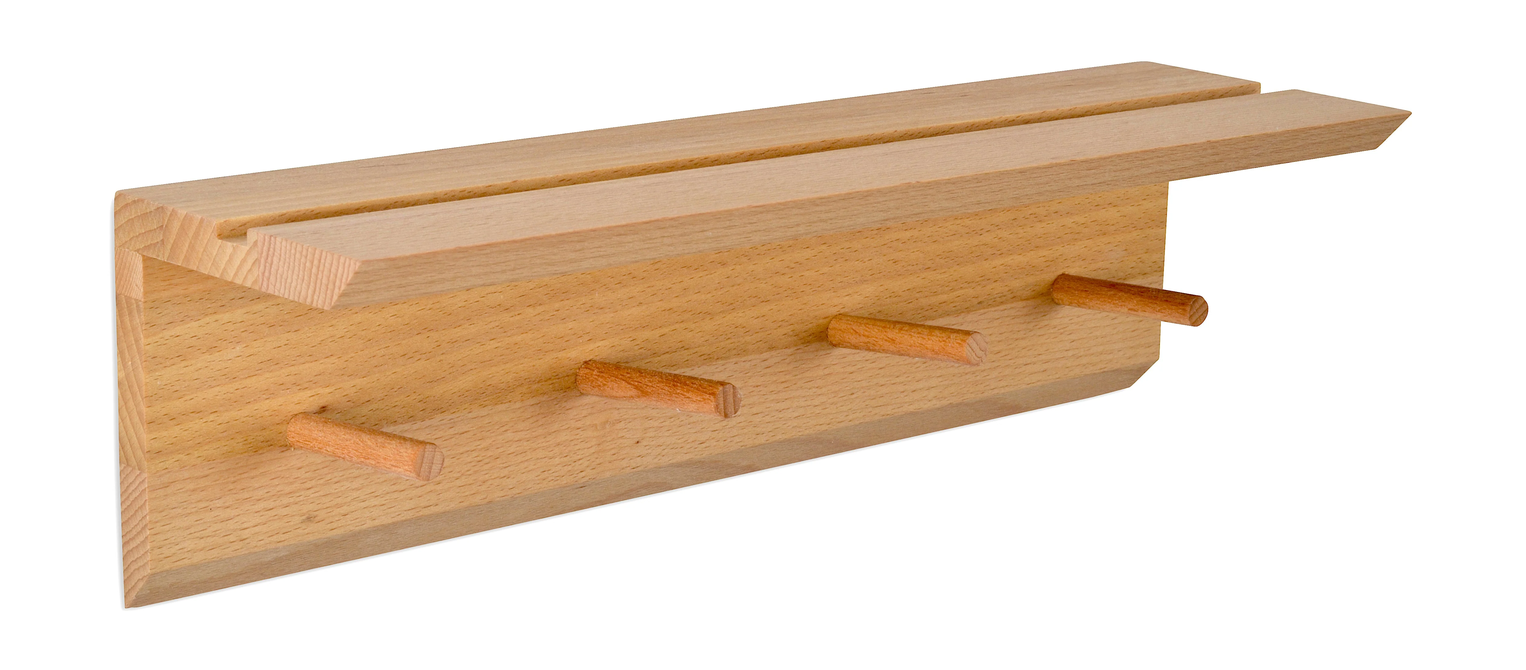 Natuhr Wandgarderobe Rail aus Räuchereiche Buche Ablage kleines Wandregal - Image 4