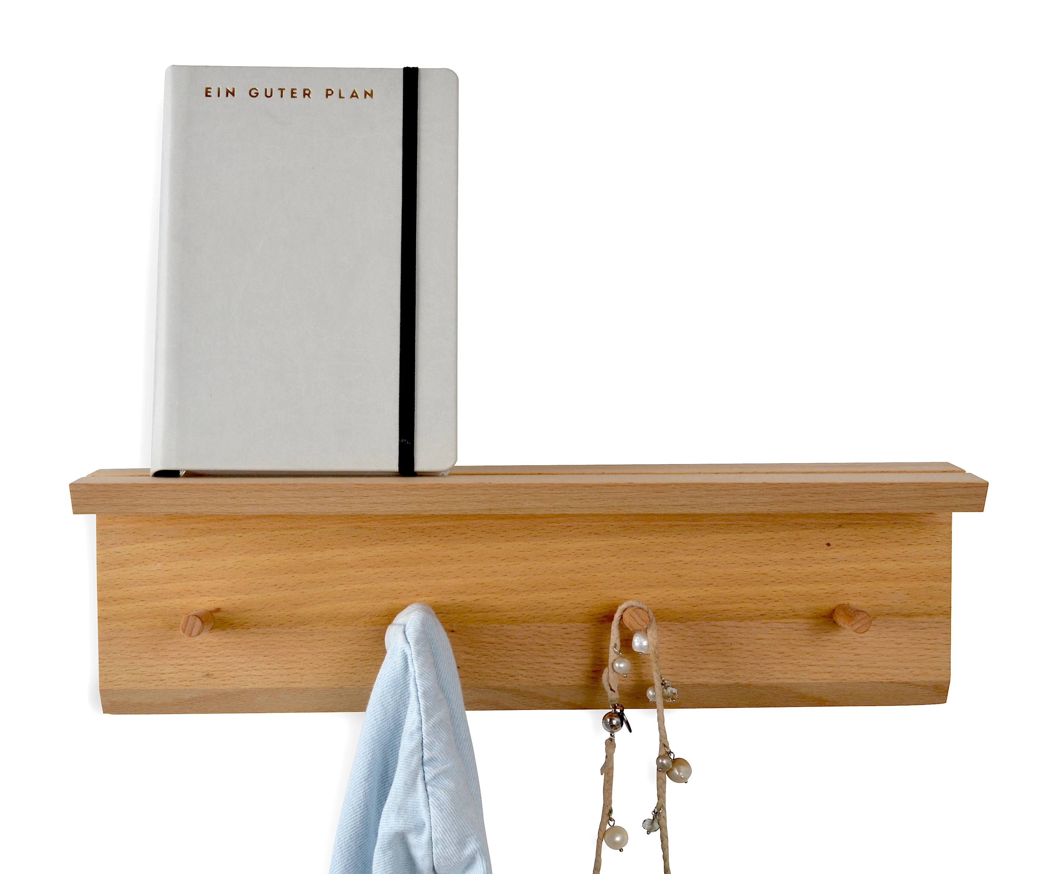 Natuhr Wandgarderobe Rail aus Räuchereiche Buche Ablage kleines Wandregal - Image 5