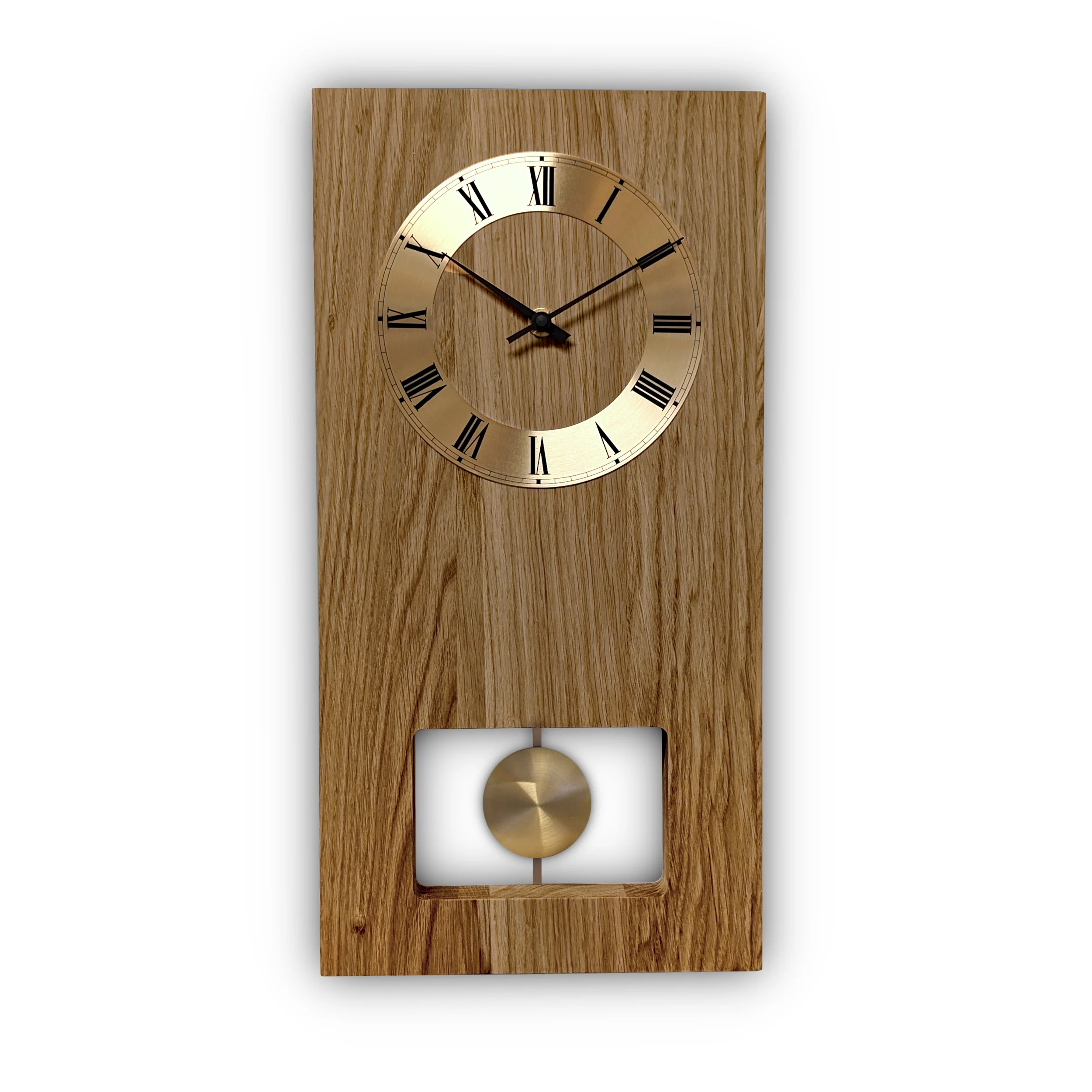 Wanduhr Classica Funk-Pendeluhr Eiche geölt mit goldenem Pendel und goldenem Zahlenreif - Image 6