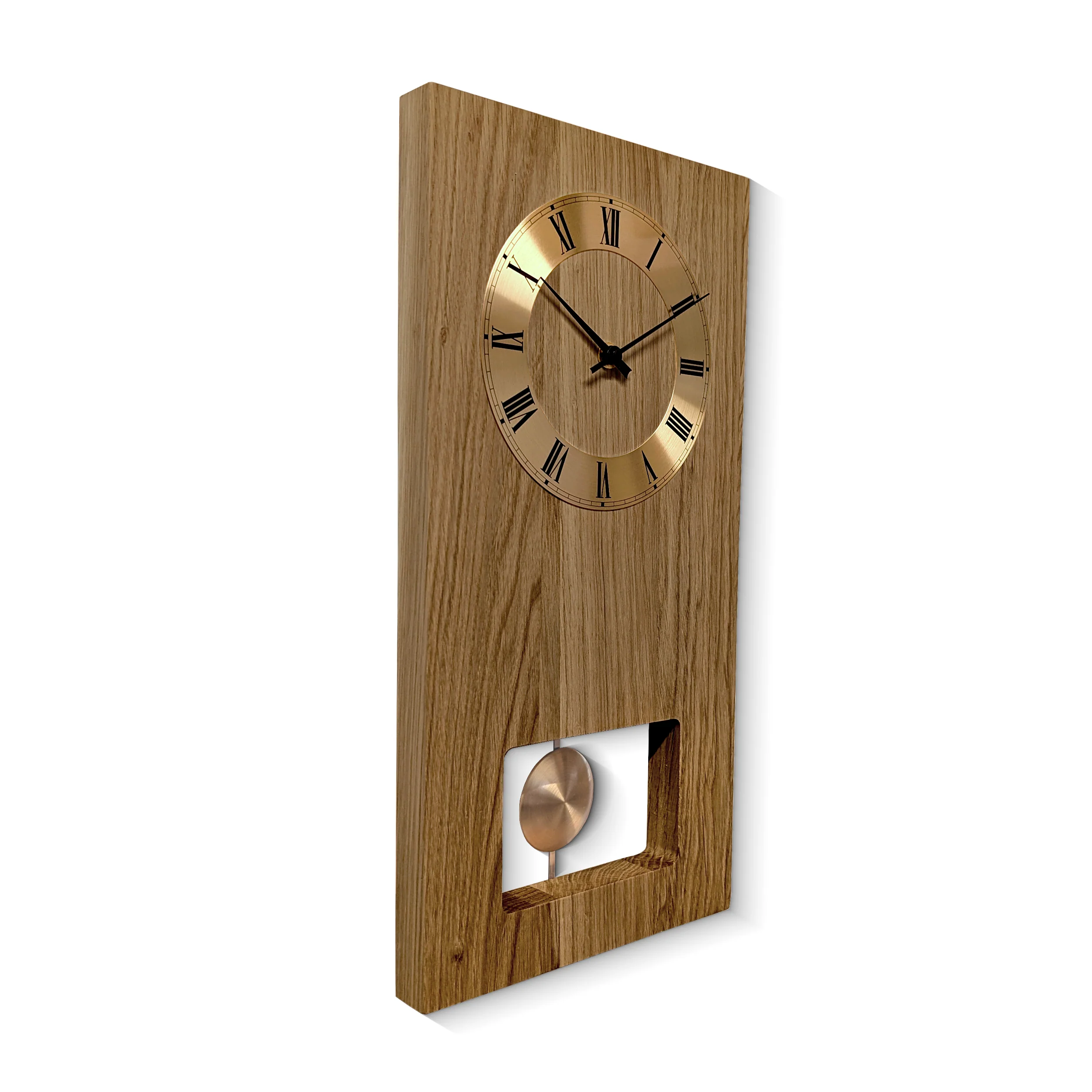 Wanduhr Classica Funk-Pendeluhr Eiche geölt mit goldenem Pendel und goldenem Zahlenreif - Image 7