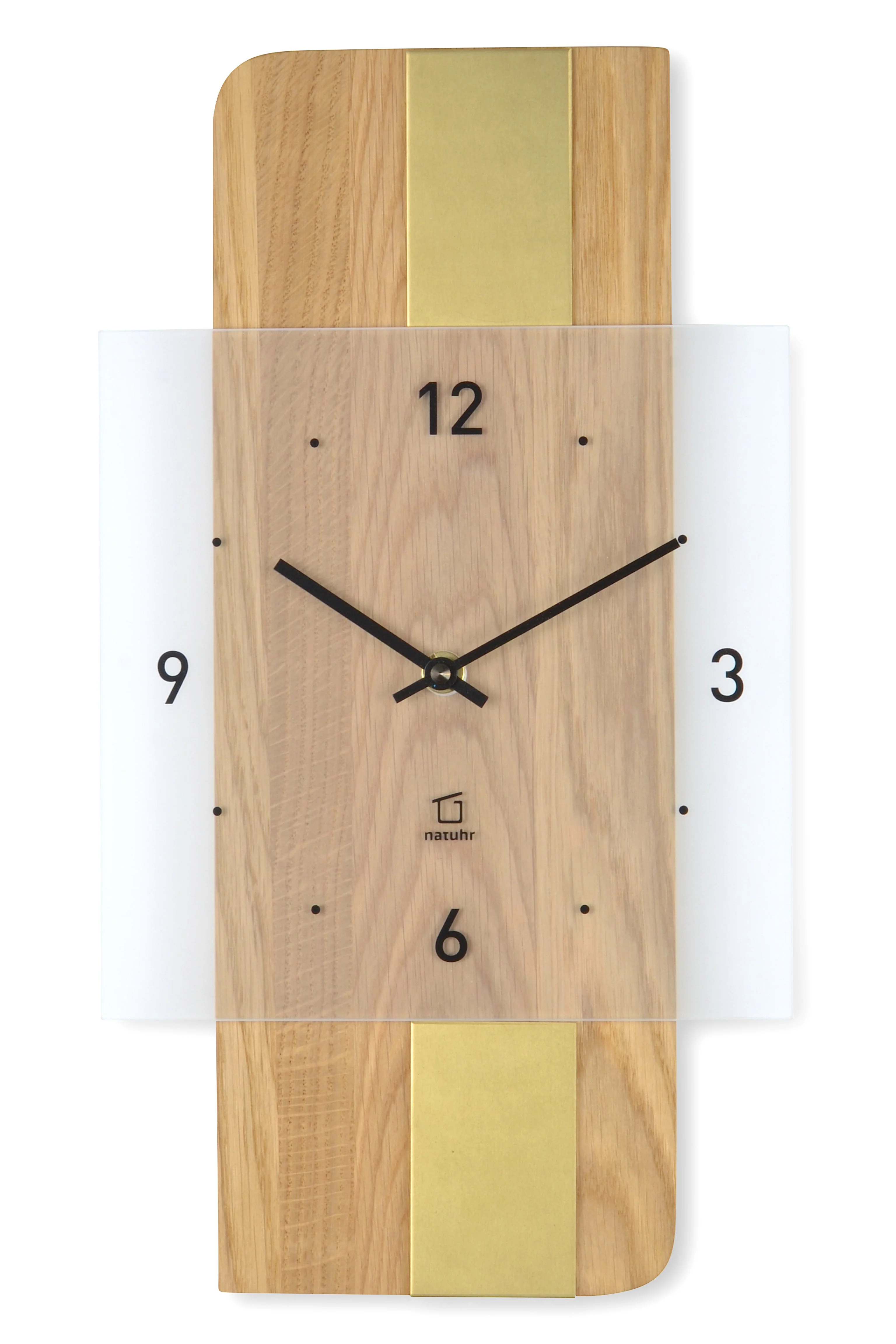 Wanduhr Fusion Natuhr massives Holz mit Metall-Elementen - Image 14