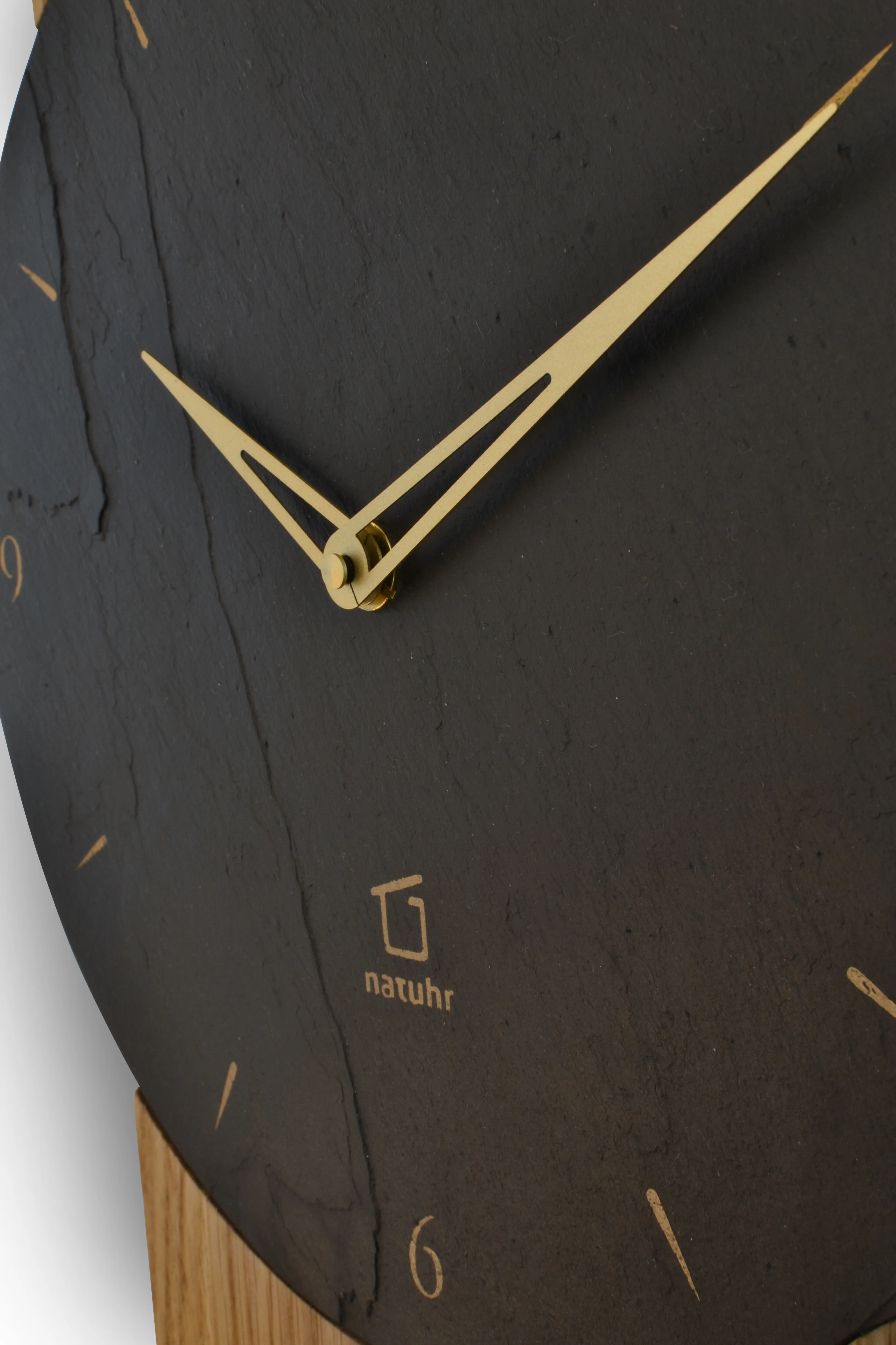 Wanduhr Steineiche Eiche Massivholz mit Schiefer - NatuhrⓇ - Image 4