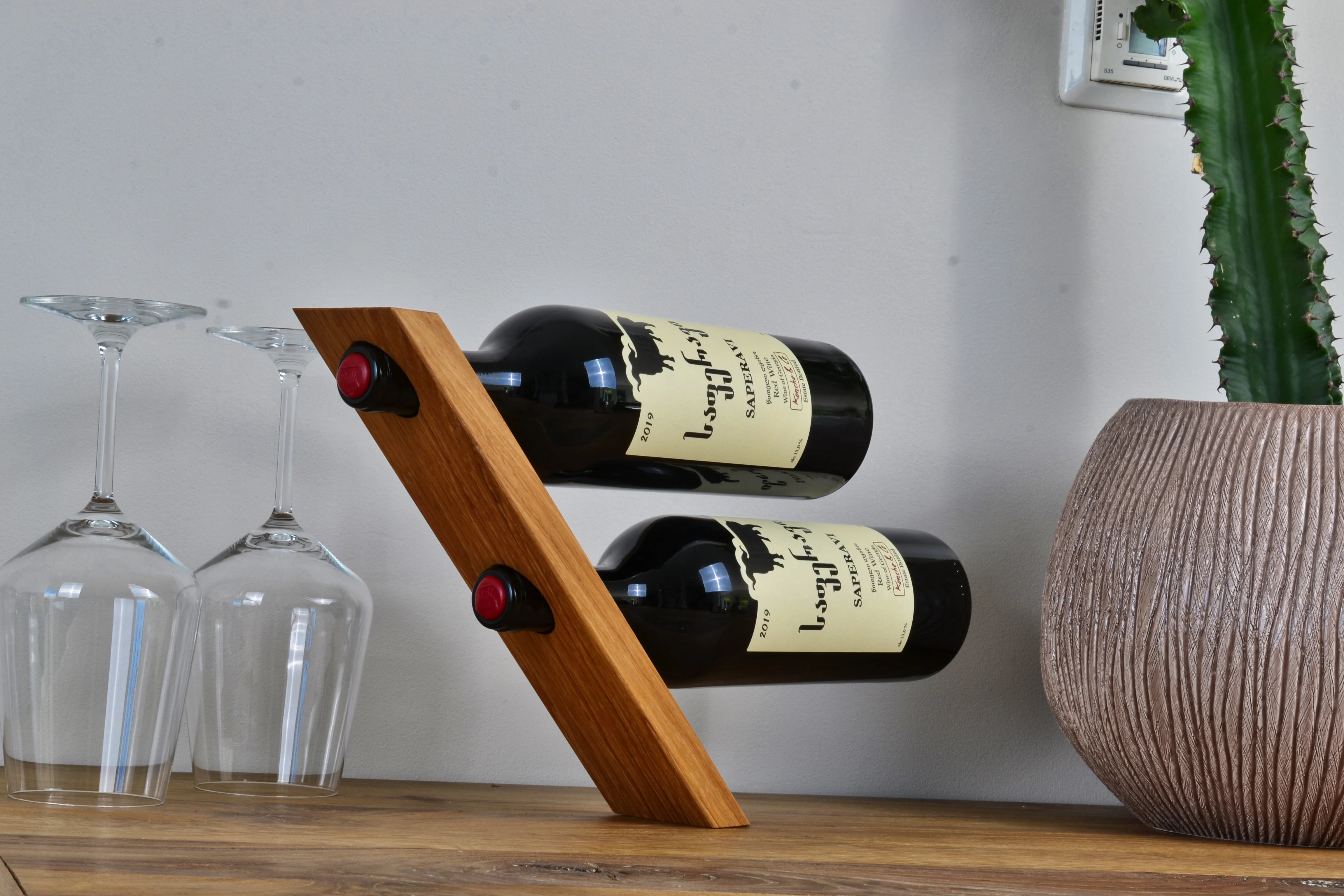 Natuhr Weinflaschenhalter Magic - Weinhalter Weinständer Weinregal Holz Wein Aufbewahrung Schwebendes Regal 2 Flaschen - Image 16