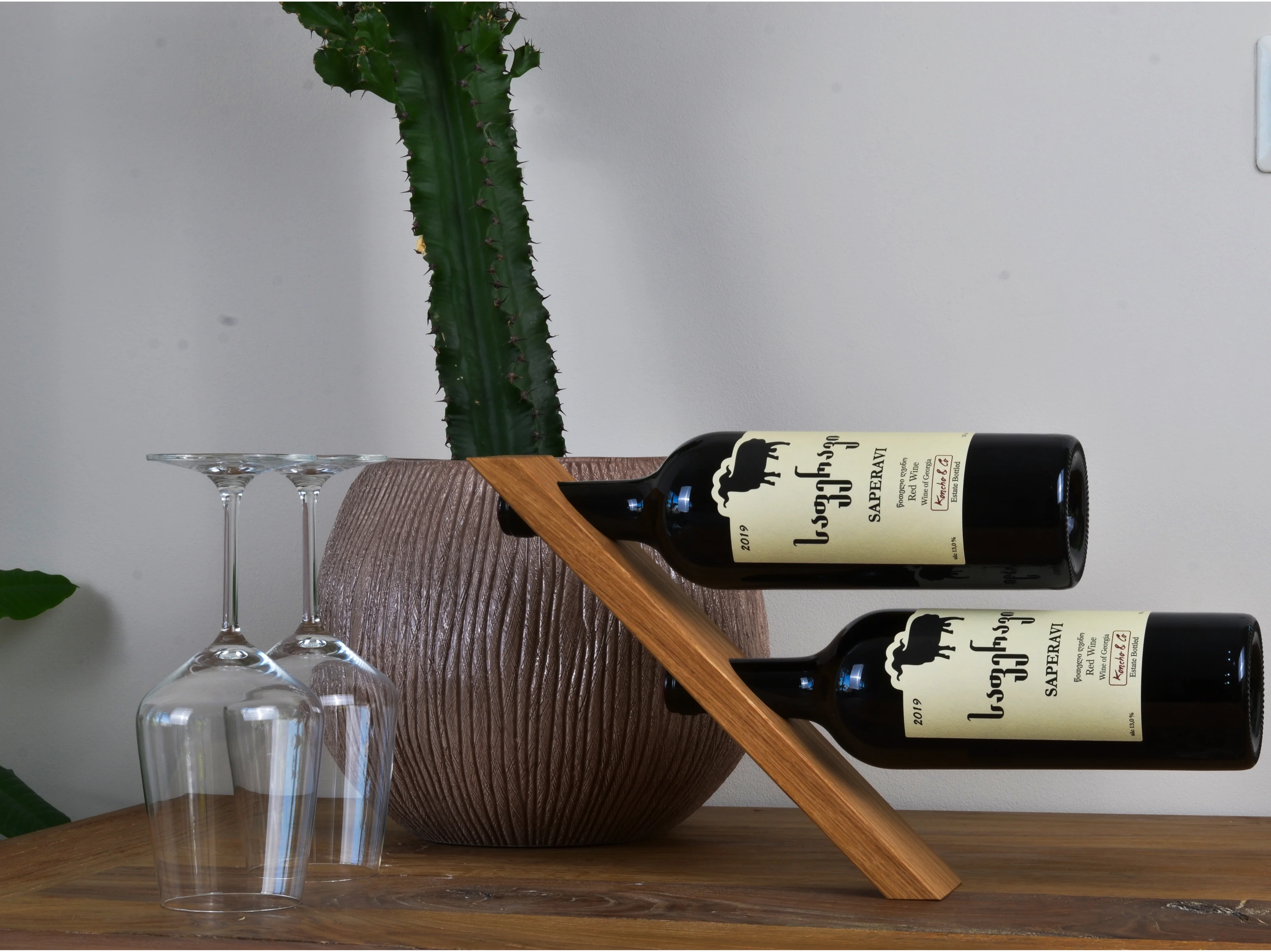 Natuhr Weinflaschenhalter Magic - Weinhalter Weinständer Weinregal Holz Wein Aufbewahrung Schwebendes Regal 2 Flaschen - Image 18