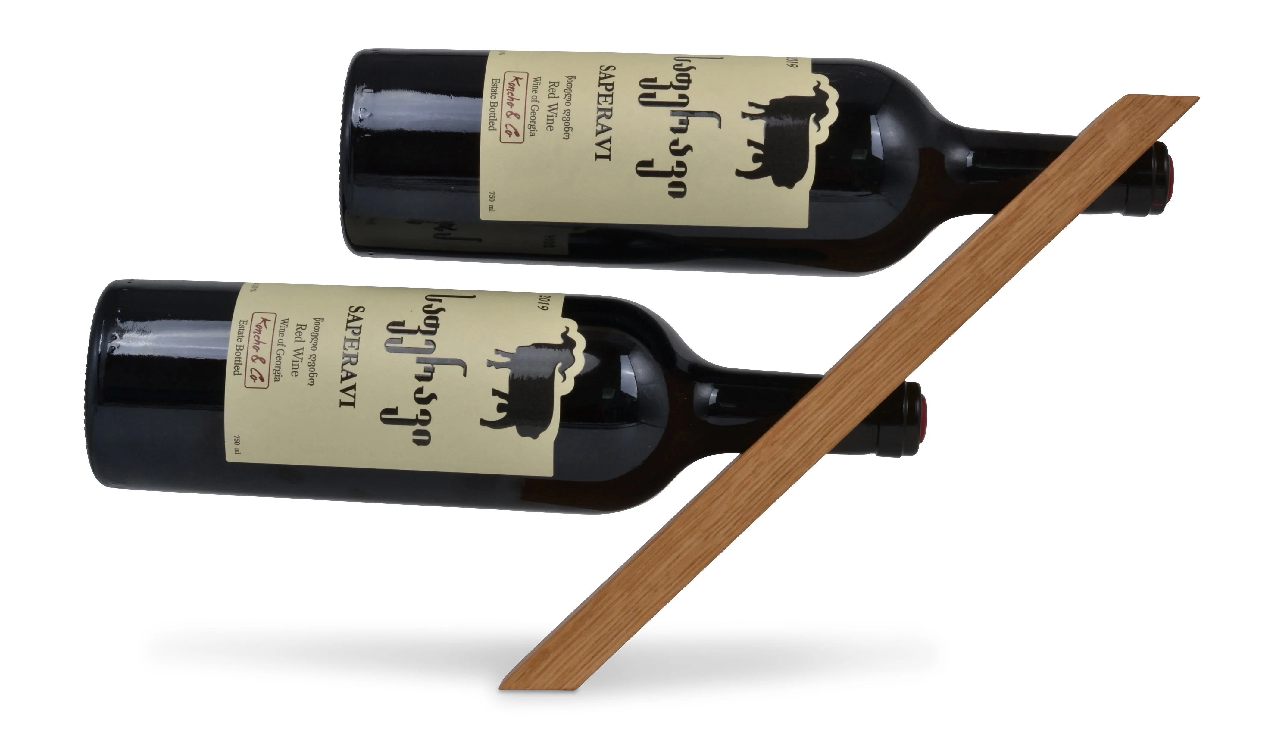 Natuhr Weinflaschenhalter Magic - Weinhalter Weinständer Weinregal Holz Wein Aufbewahrung Schwebendes Regal 2 Flaschen - Image 3